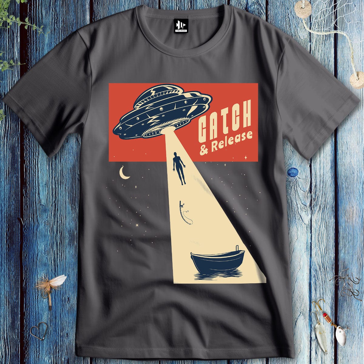 fish-room llc T-Shirt Charcoal / S Catch & Release – UFO Edition T-Shirt