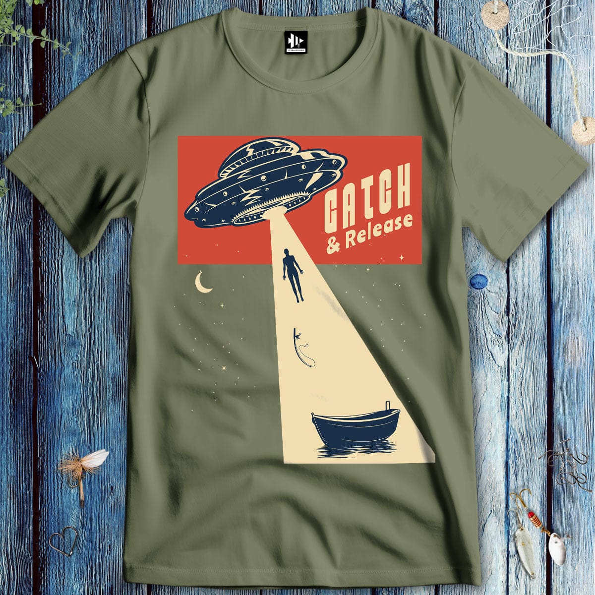 fish-room llc T-Shirt Military Green / S Catch & Release – UFO Edition T-Shirt