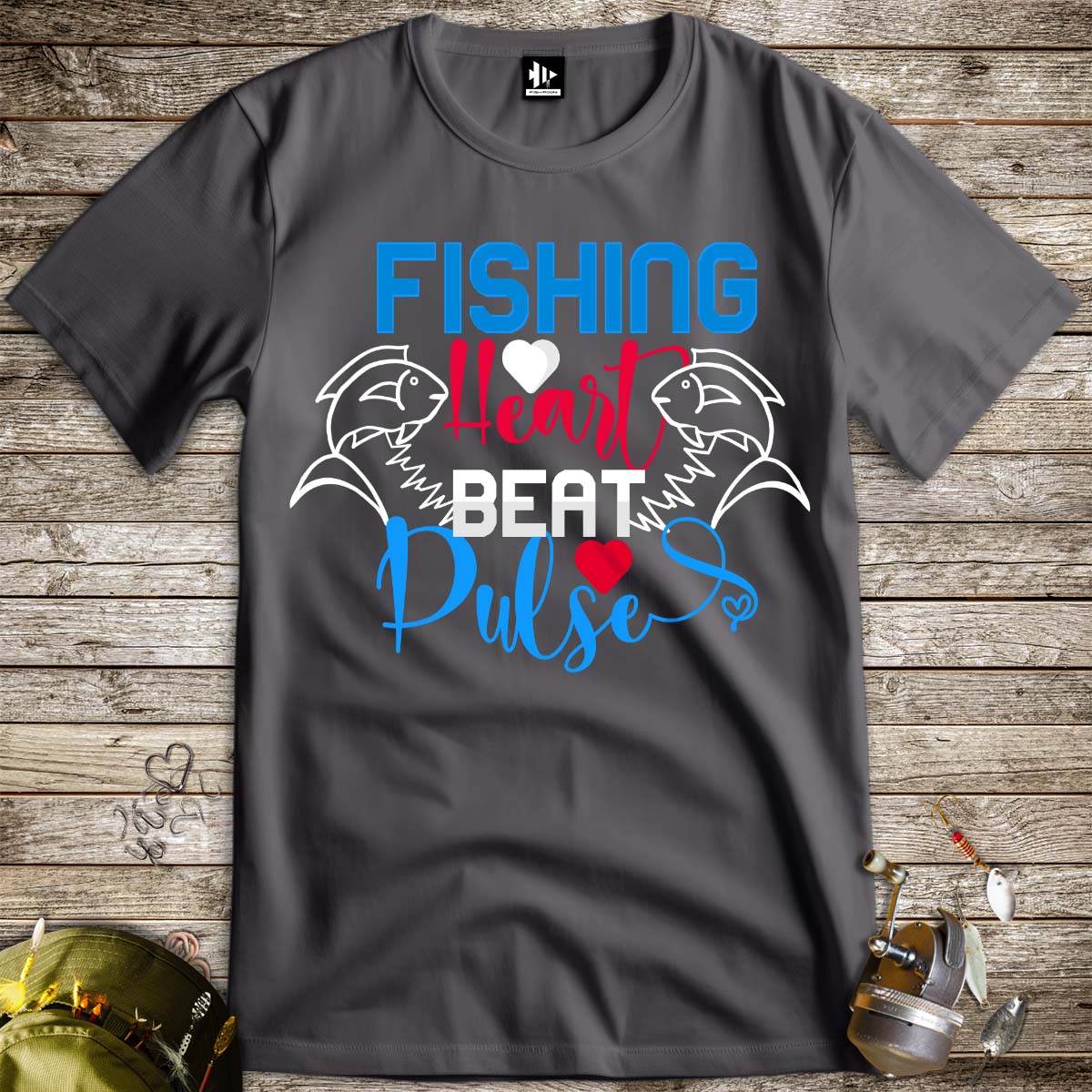 Fishing Heart Beat Pulse Tee-funny fishing t shirt-FISH-ROOM LLC