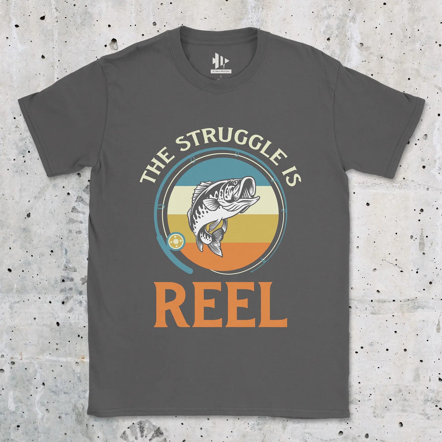 Charcoal, The Struggle Is Reel Tee – fish-room