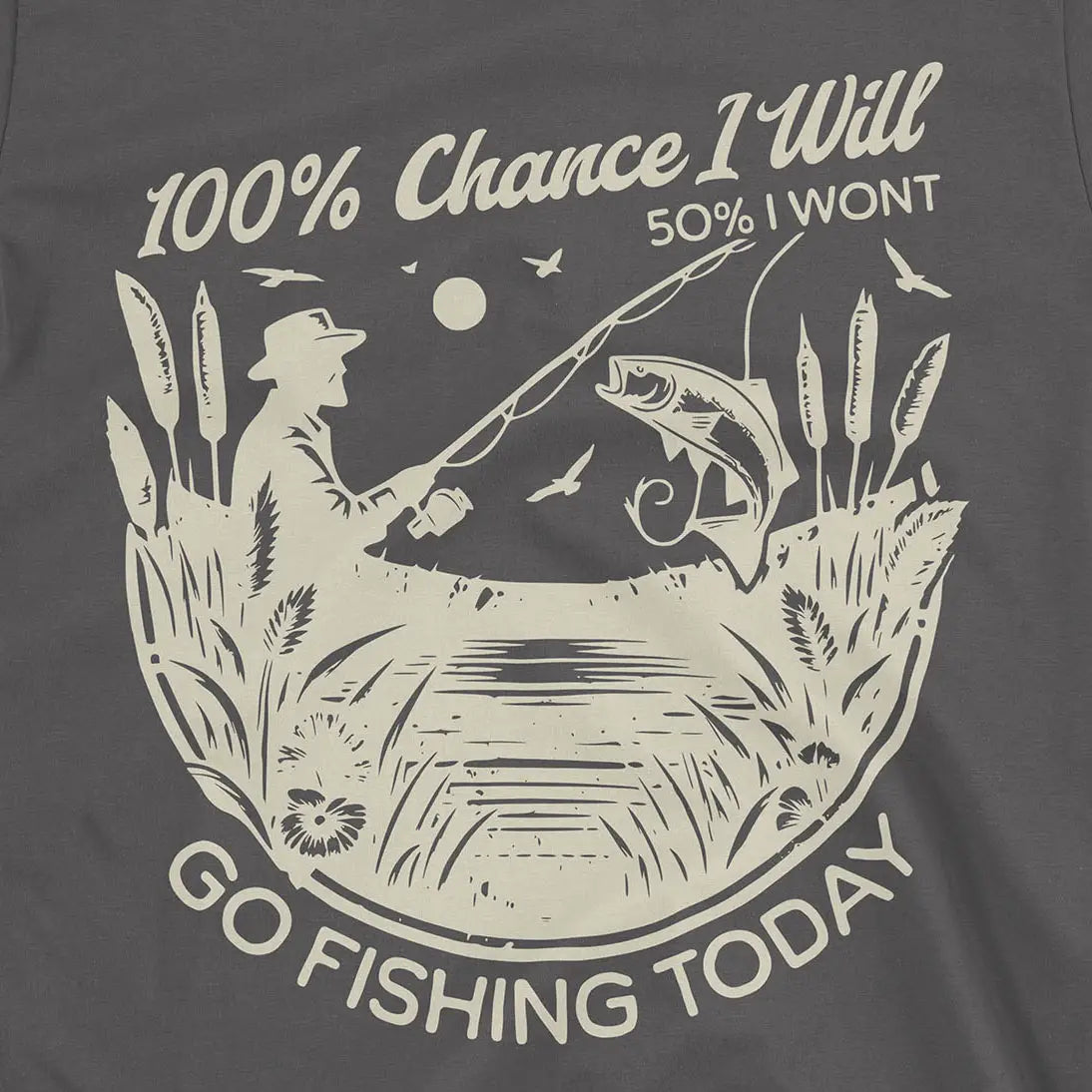 100% Fishing Day Tee Charcoal T-Shirt