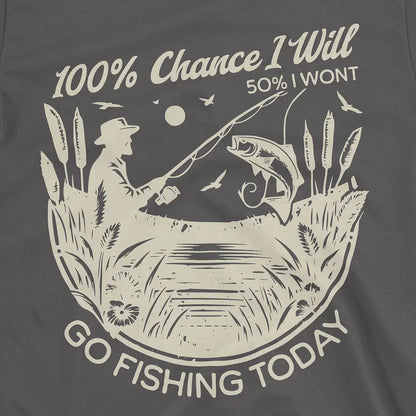 100% Fishing Day Tee Charcoal T-Shirt