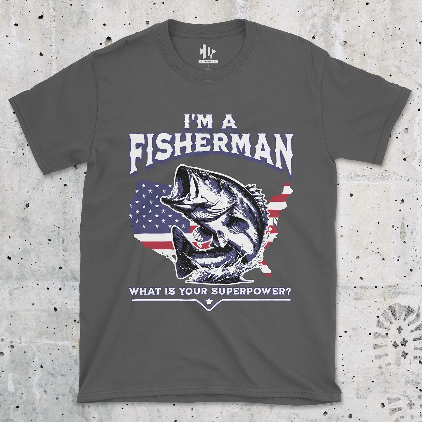 Fisherman Superpower Tee Charcoal T-Shirt