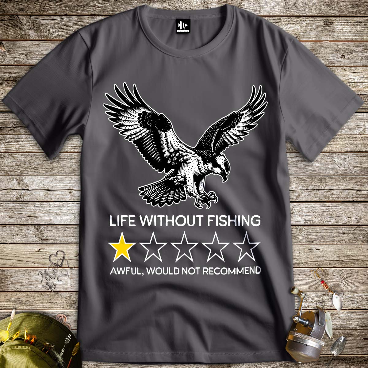 Life without fishing: One-star review Tee-funny fishing t shirt-FISH-ROOM LLC