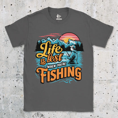 Charcoal, Life is Best When You are Fishing  Tee – fish-room