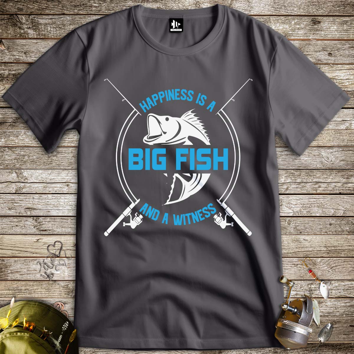 Big Fish Happiness Tee-funny fishing t shirt-FISH-ROOM LLC
