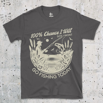 100% Fishing Day Tee Charcoal T-Shirt