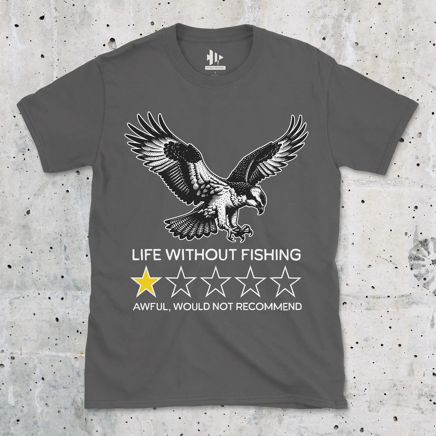 Charcoal, Life without fishing: One-star review Tee – fish-room