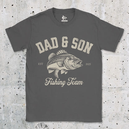 Dad & Son Fishing Team Tee Charcoal T-Shirt