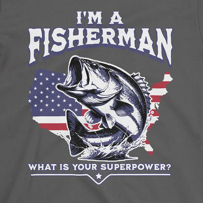 Fisherman Superpower Tee Charcoal T-Shirt
