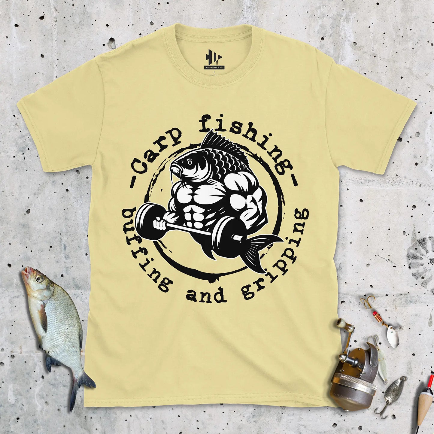 Cornsilk, Carp Fishing, Buffing and Gripping Tee – fish-room