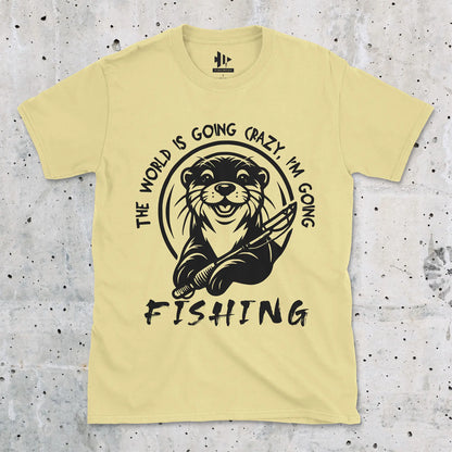 The World is Going Crazy, I'm Going Fishing Tee Cornsilk T-Shirt
