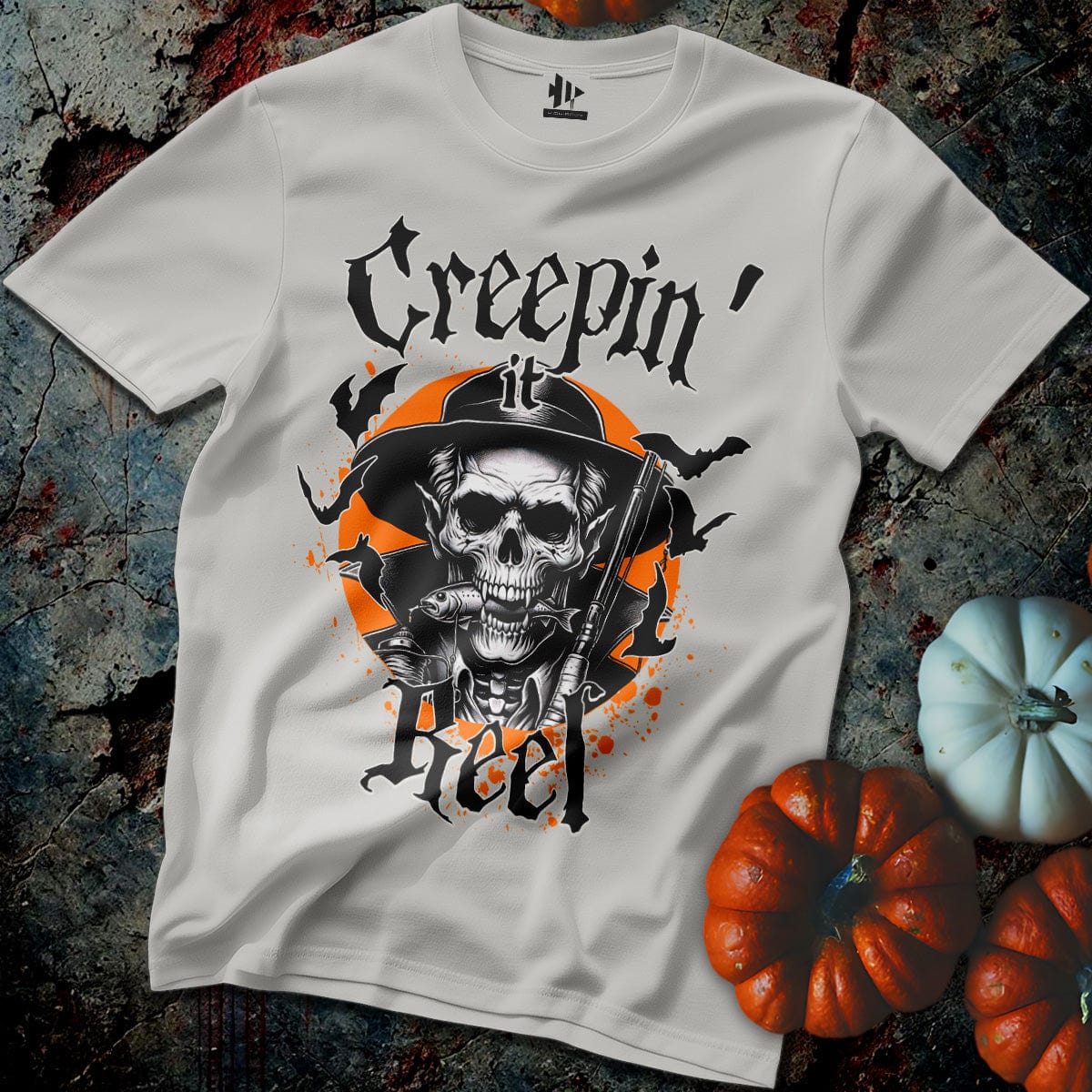 fish-room llc T-Shirt Ice Grey / S Creepin' it Reel Skeleton T-Shirt