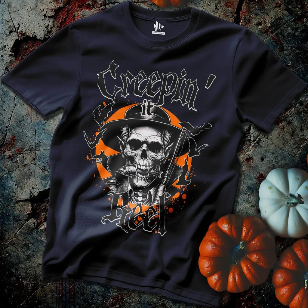 Navy, Creepin' it Reel Skeleton Tee – fish-room