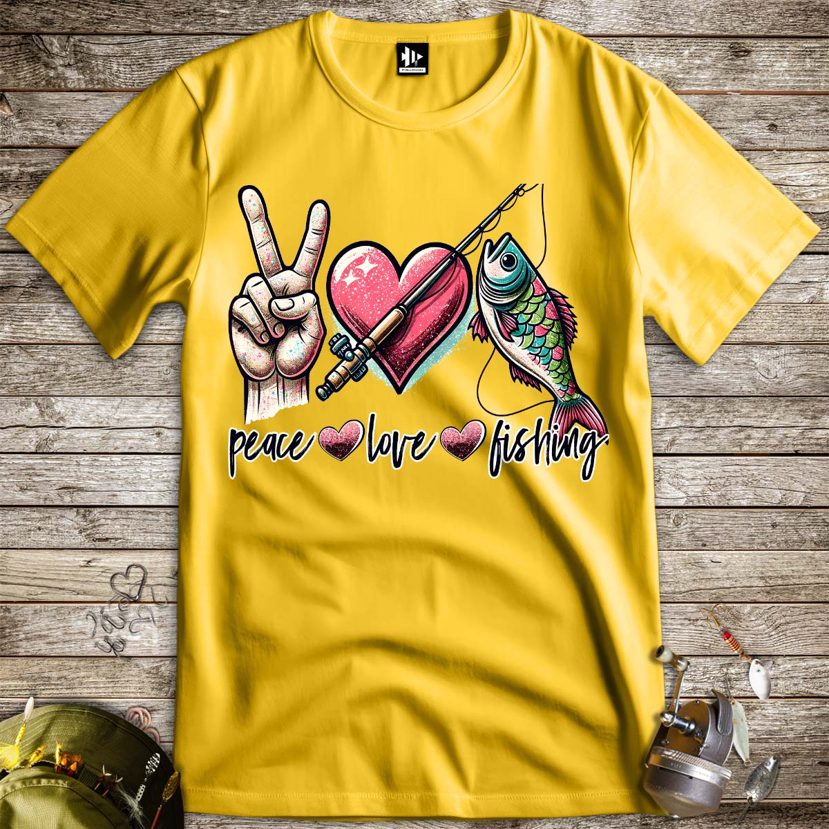 Peace Love Fishing Tee-funny fishing t shirt-FISH-ROOM LLC