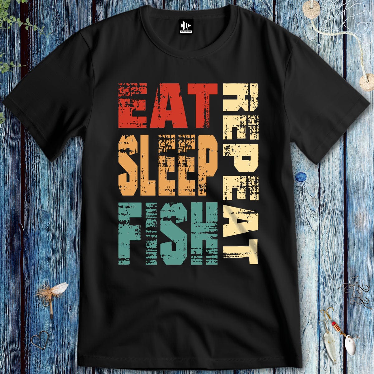 fish-room llc T-Shirt Black / S Eat Sleep Fish Repeat  T-Shirt