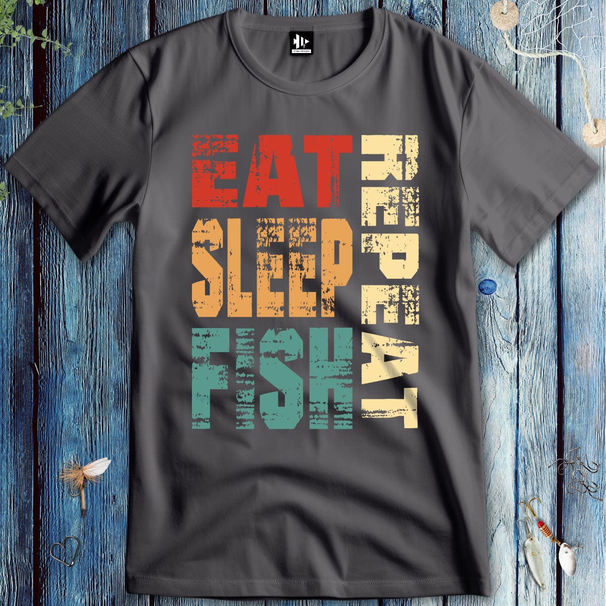 fish-room llc T-Shirt Charcoal / S Eat Sleep Fish Repeat  T-Shirt