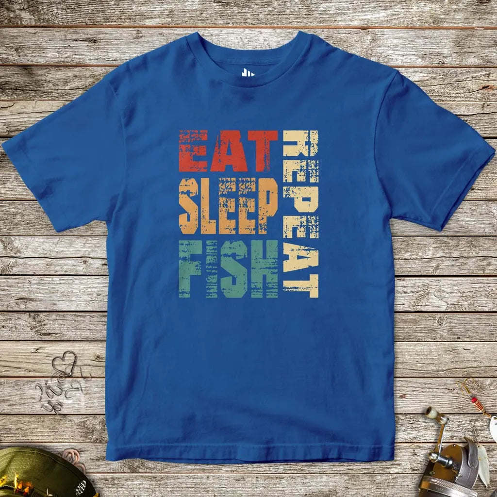 Eat Sleep Fish Repeat Tee for Kids Royal Kids T-Shirt