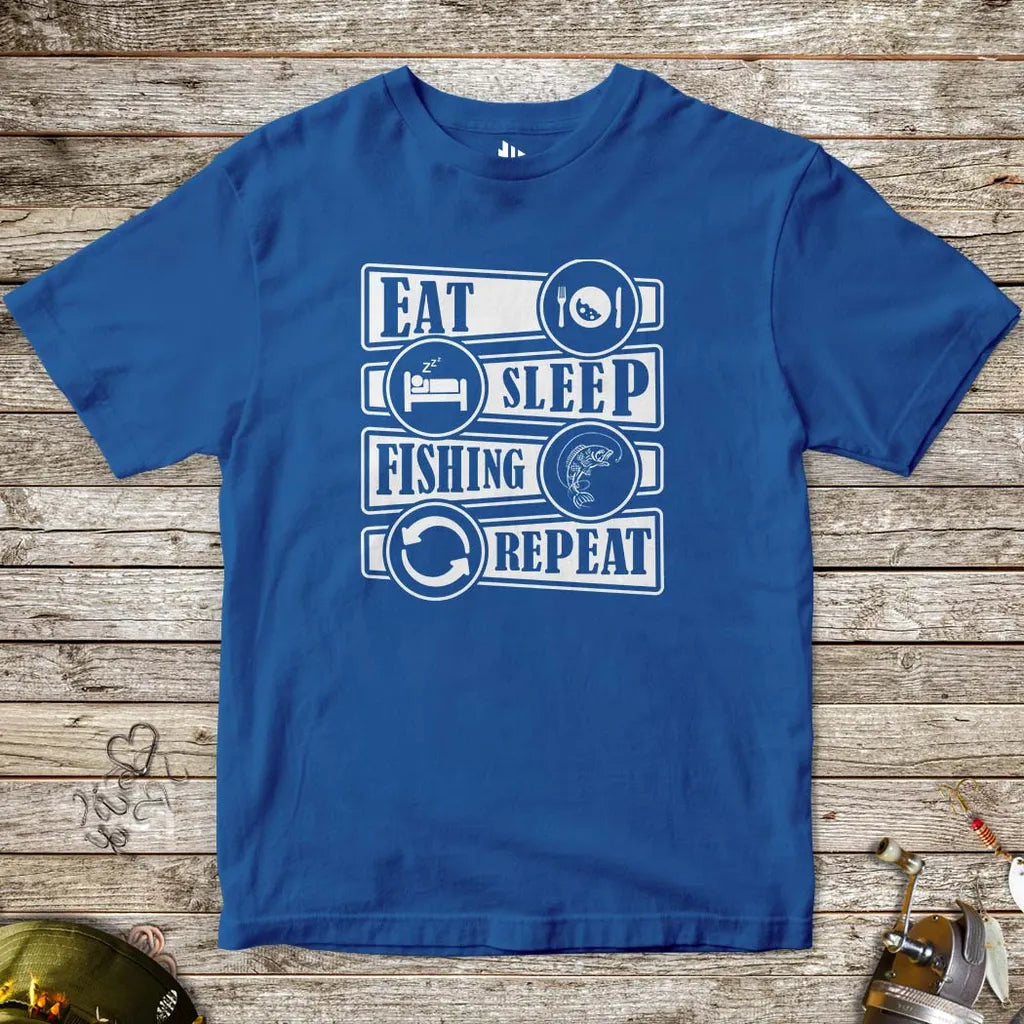 Eat Sleep Fishing Repeat Tee for Kids Royal Kids T-Shirt
