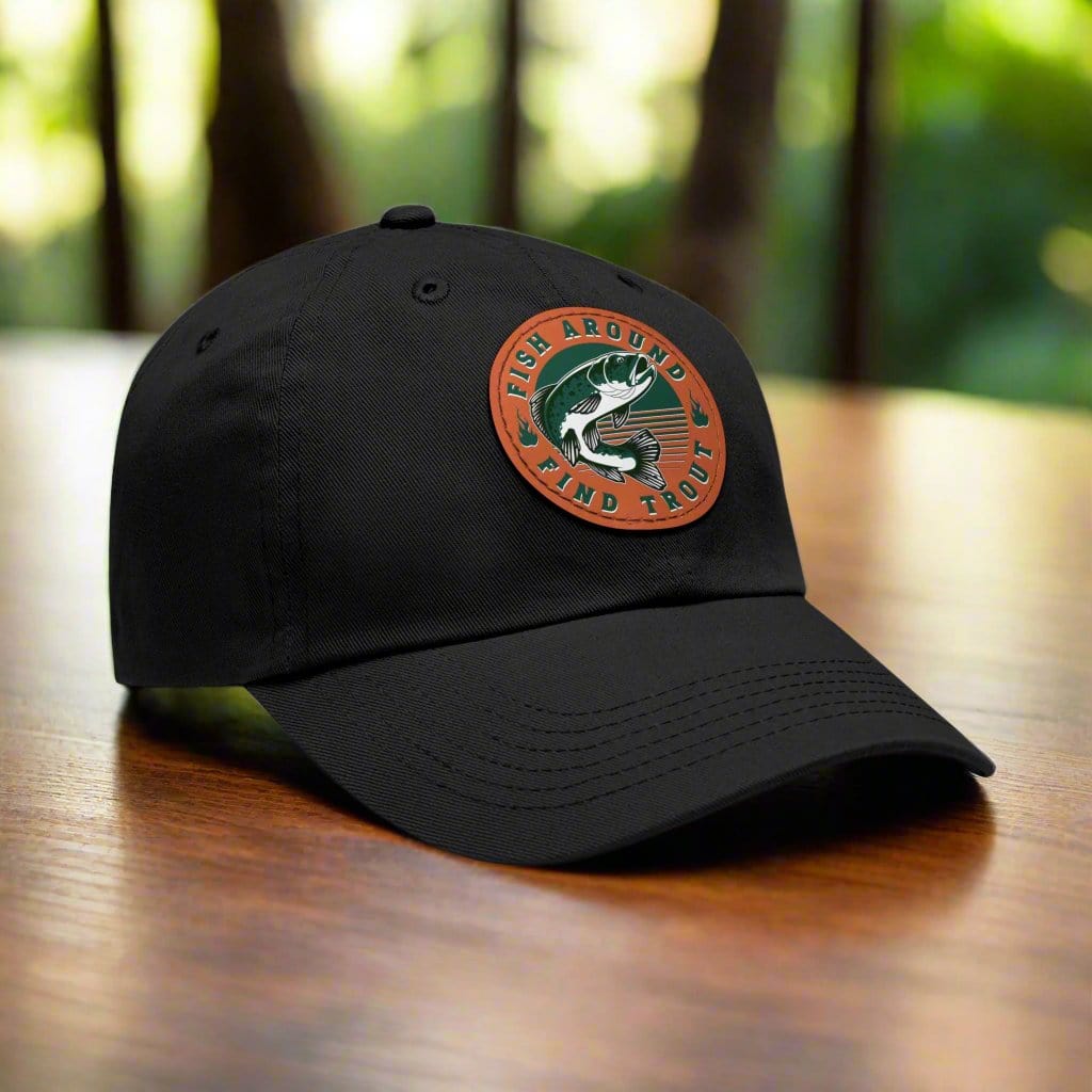 fish-room llc Hats Black / Light Brown / Circle / One size Fish Around find Trout Dad Hat