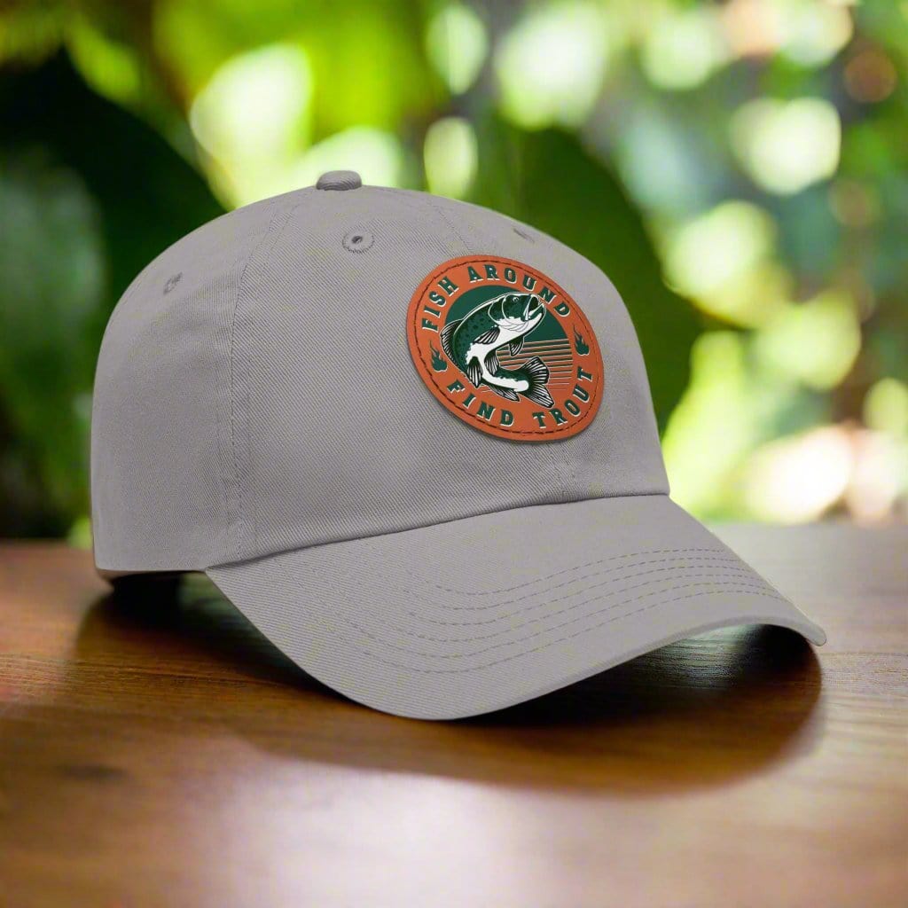 fish-room llc Hats Grey / Light Brown patch / Circle / One size Fish Around find Trout Dad Hat