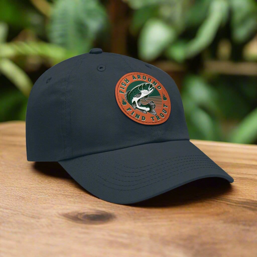 fish-room llc Hats Navy / Light Brown patch / Circle / One size Fish Around find Trout Dad Hat