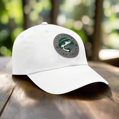 fish-room llc Hats White / Grey patch / Circle / One size Fish Around find Trout Dad Hat