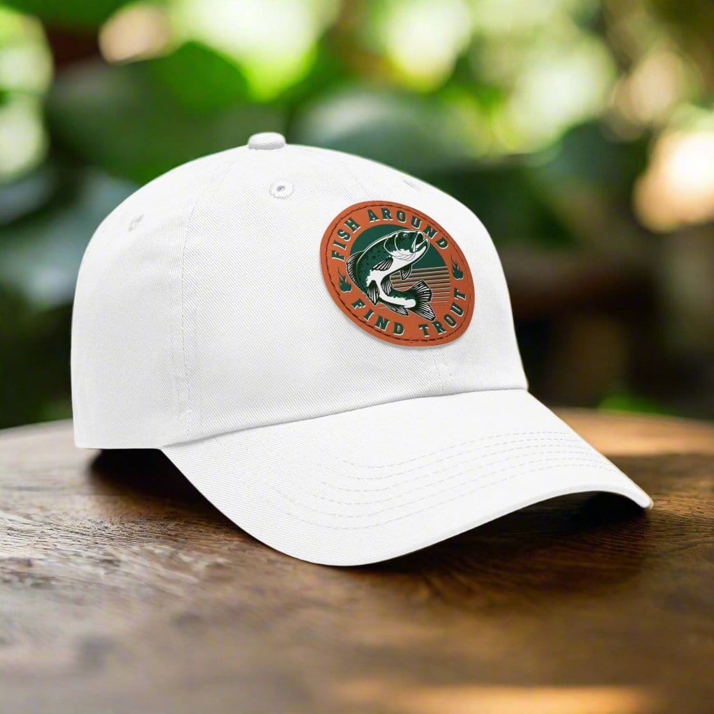 fish-room llc Hats White / Light Brown patch / Circle / One size Fish Around find Trout Dad Hat