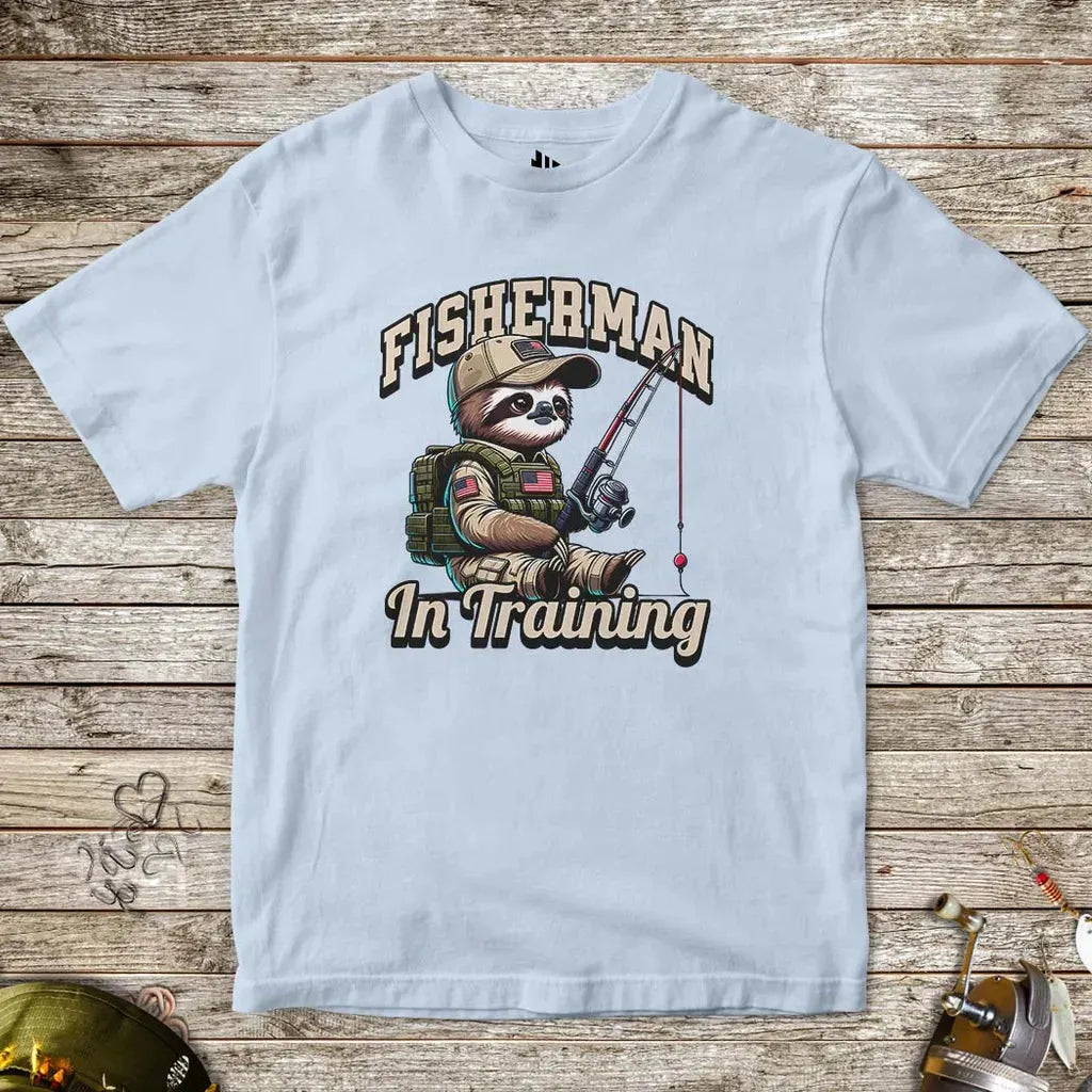 Light Blue, Fisherman in Training Tee for Kids – fish-room