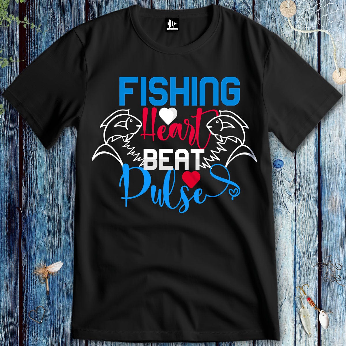 fish-room llc T-Shirt Black / S Fishing Heart Beat Pulse T-Shirt