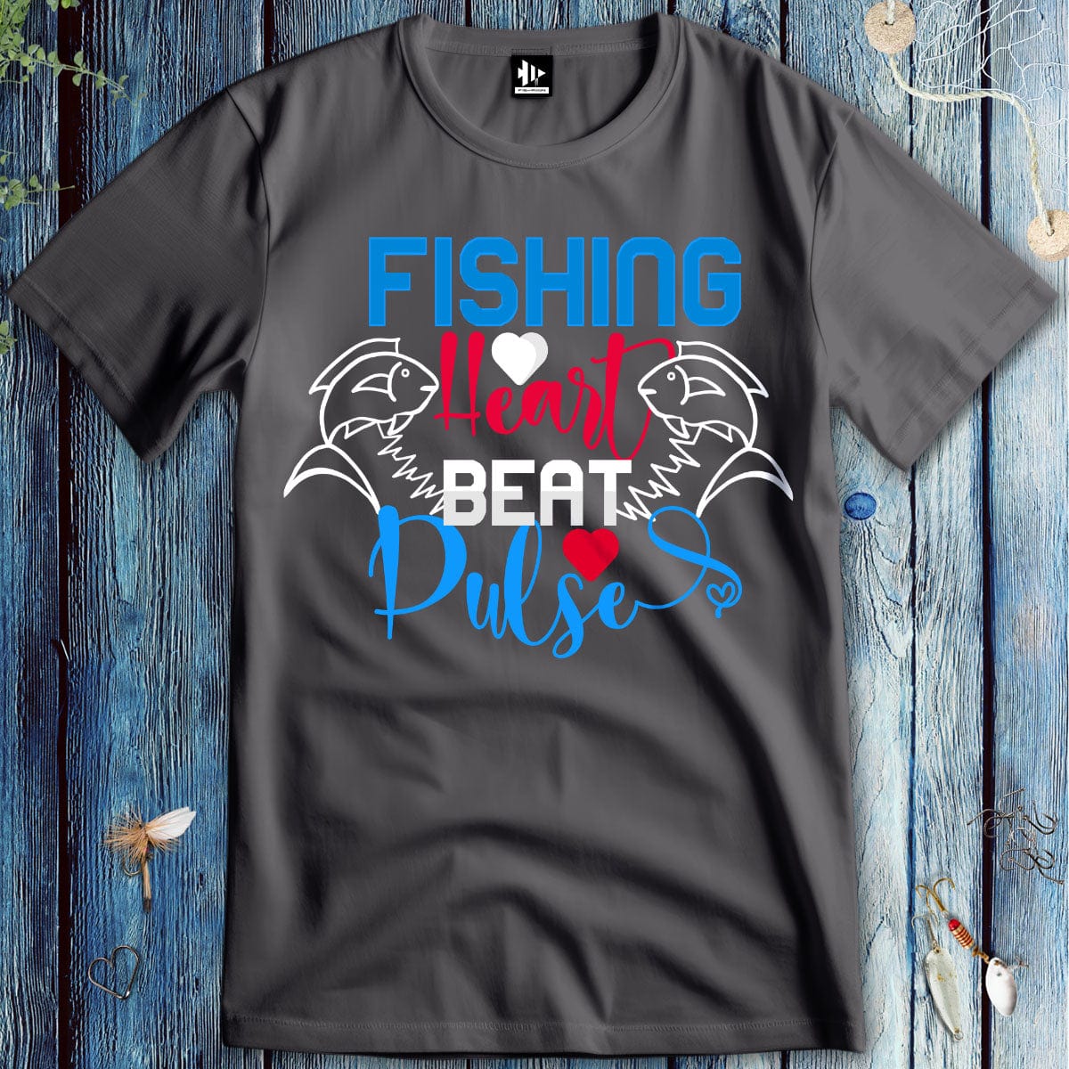 fish-room llc T-Shirt Charcoal / S Fishing Heart Beat Pulse T-Shirt