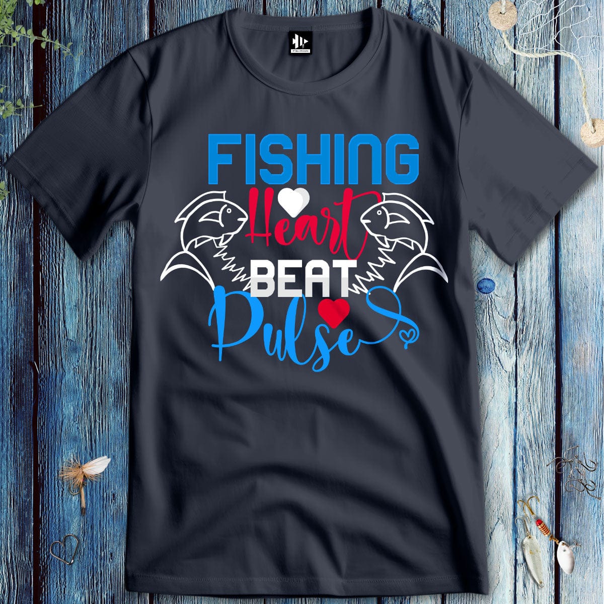 fish-room llc T-Shirt Heather Navy / S Fishing Heart Beat Pulse T-Shirt