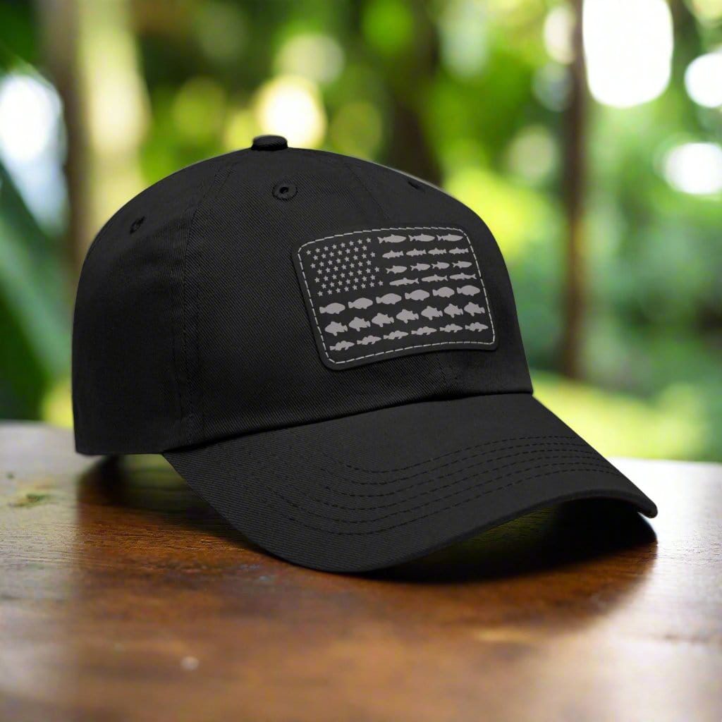 fish-room llc Hats Black / Black patch / Rectangle / One size Fishing in the USA Dad Hat