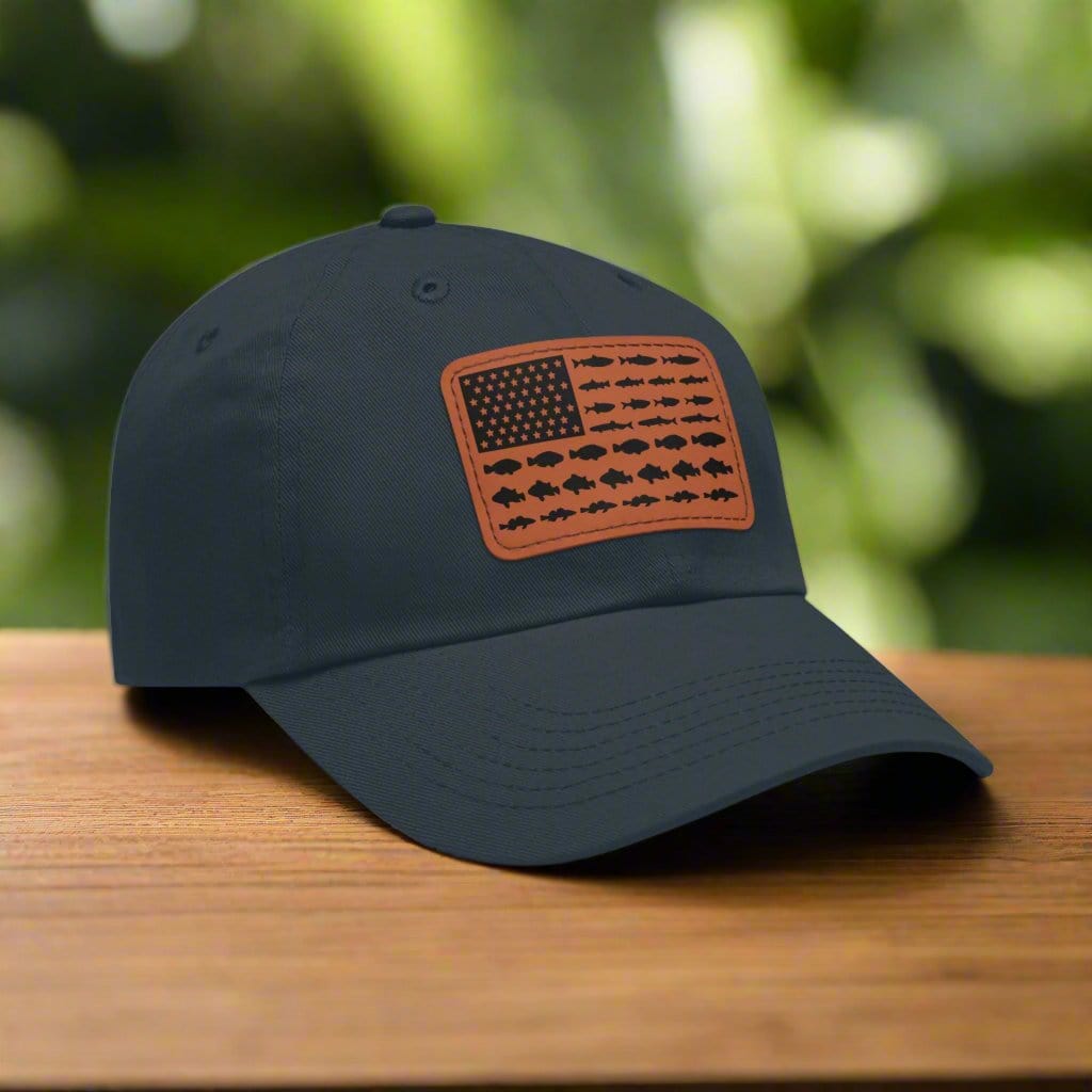 fish-room llc Hats Navy / Light Brown patch / Rectangle / One size Fishing in the USA Dad Hat