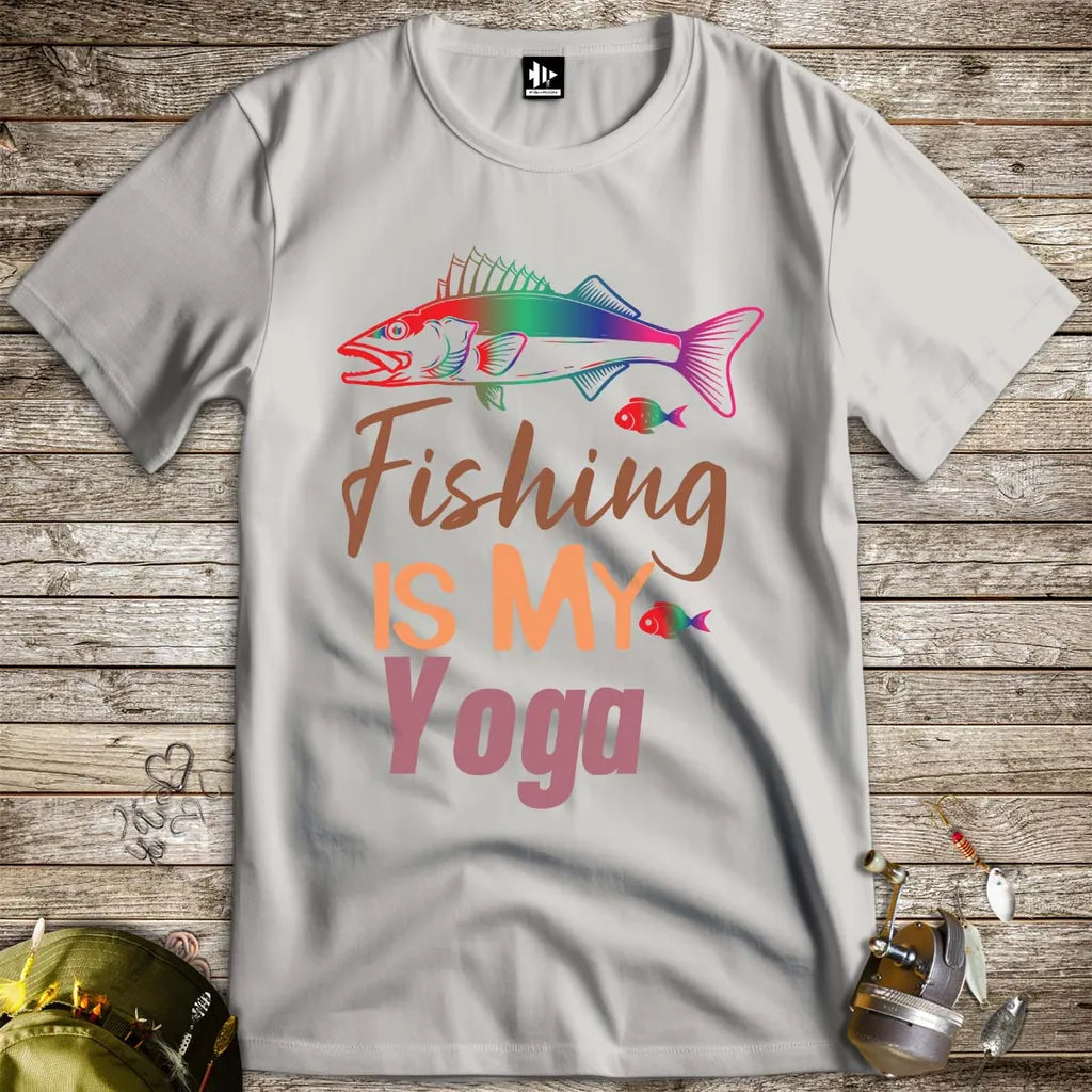 Fishing Is My Yoga Tee Ice Grey T-Shirt