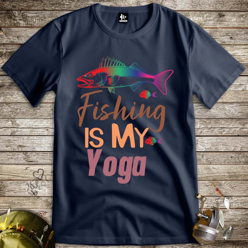 Fishing Is My Yoga Tee Navy T-Shirt