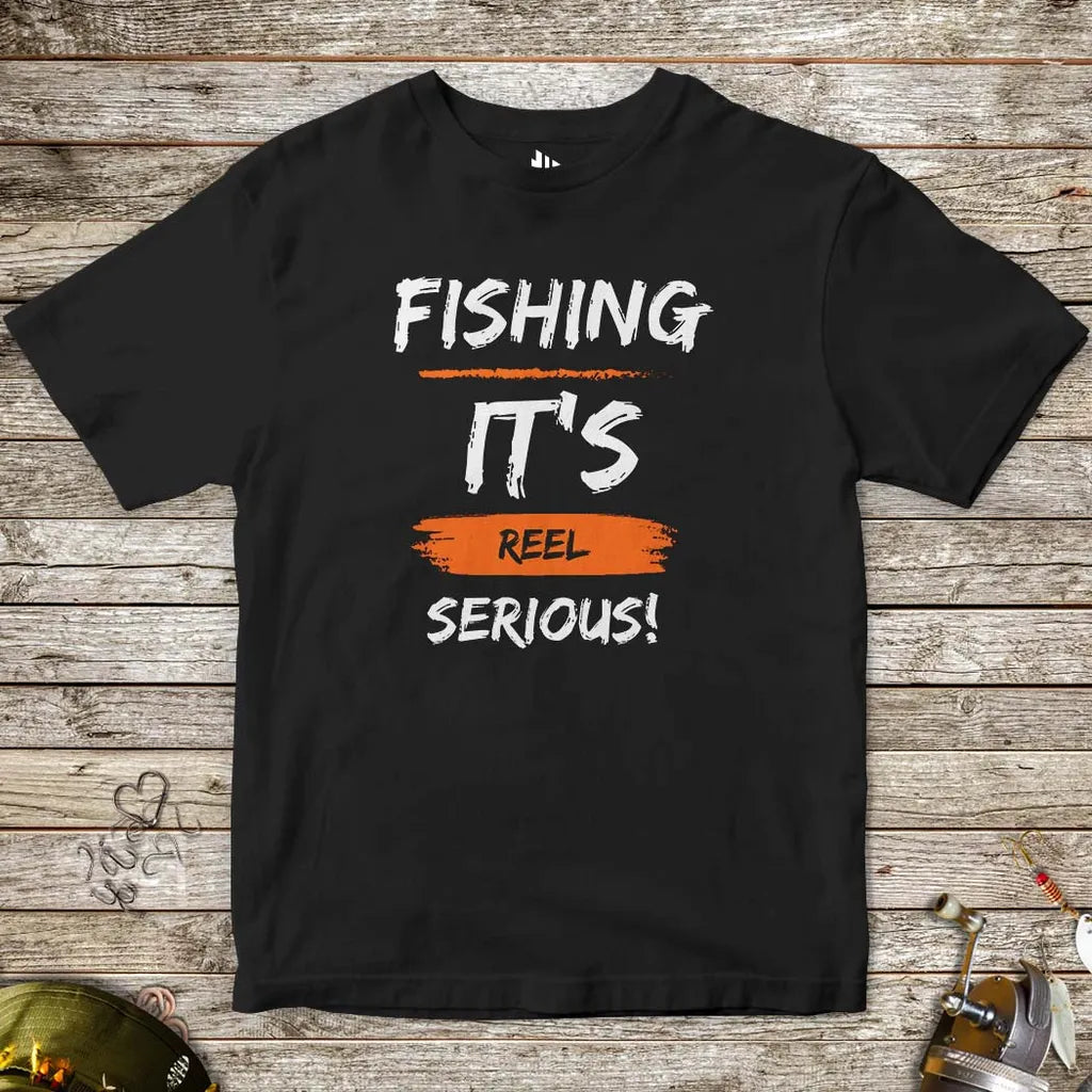 Black, Fishing, it's reel serious! Tee for Kids – fish-room