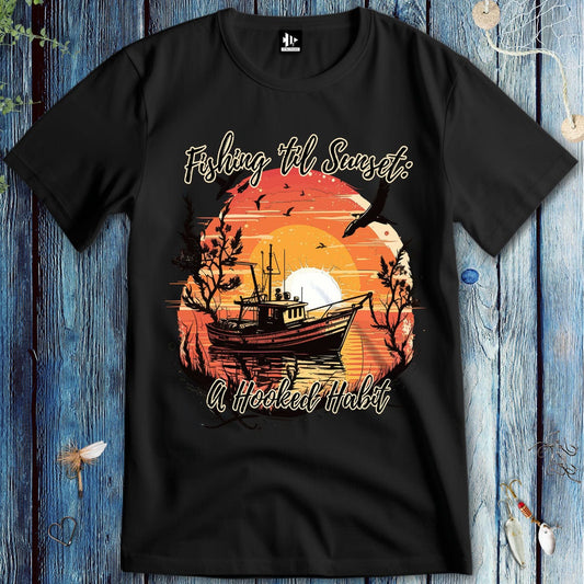 fish-room llc T-Shirt Black / S Fishing 'til Sunset T-Shirt