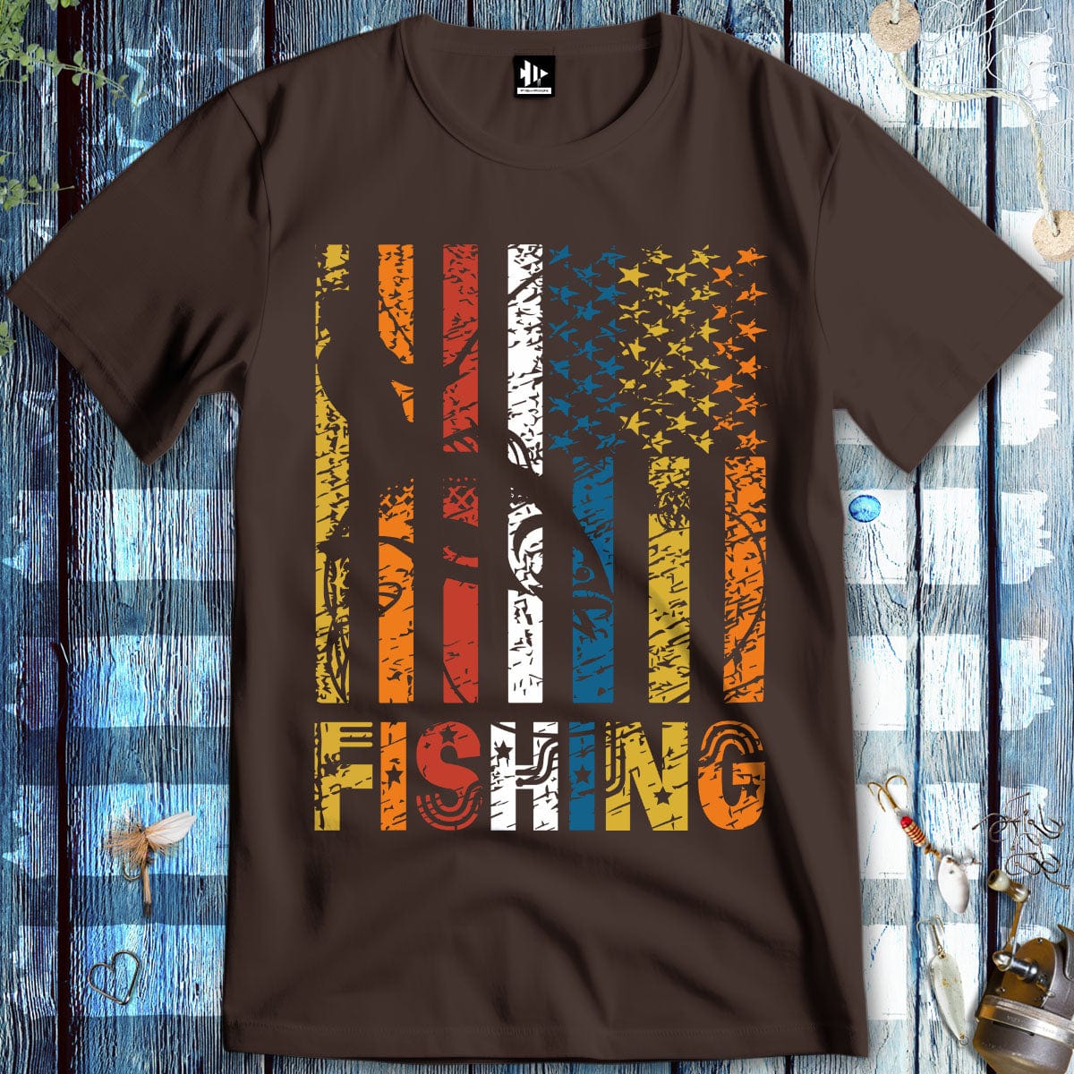 fish-room llc T-Shirt Dark Chocolate / S Fishing USA T-Shirt