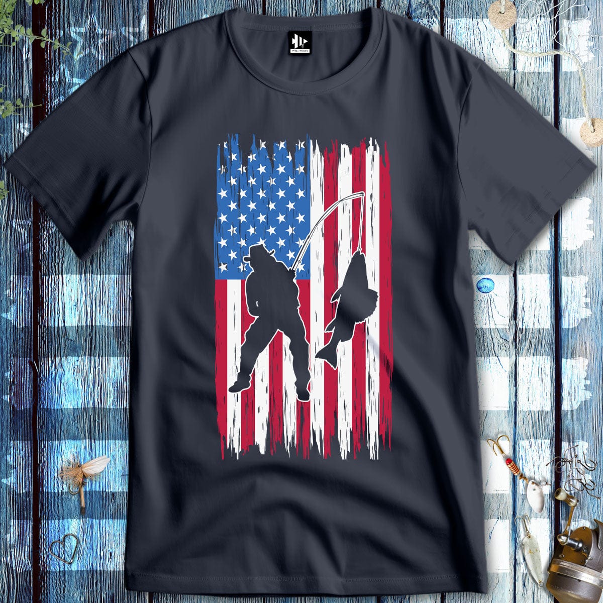 fish-room llc T-Shirt Heather Navy / S Fishing USA T-Shirt