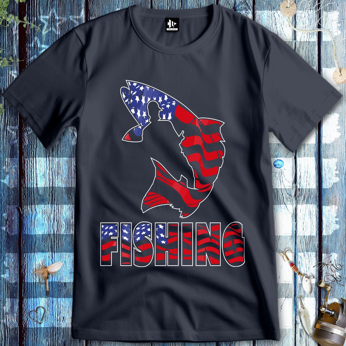 fish-room llc T-Shirt Heather Navy / S Fishing USA T-Shirt