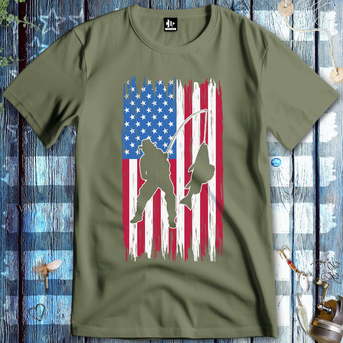 fish-room llc T-Shirt Military Green / S Fishing USA T-Shirt