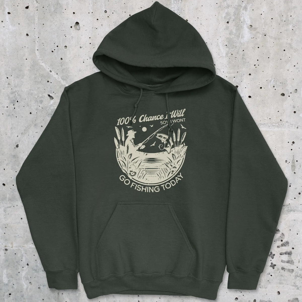 Forest Green, 100% Fishing Day Hoodie – fish-room