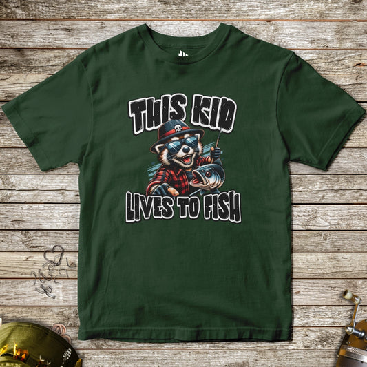 Forest Green, This Kid Loves to Fish Tee for Kids – fish-room
