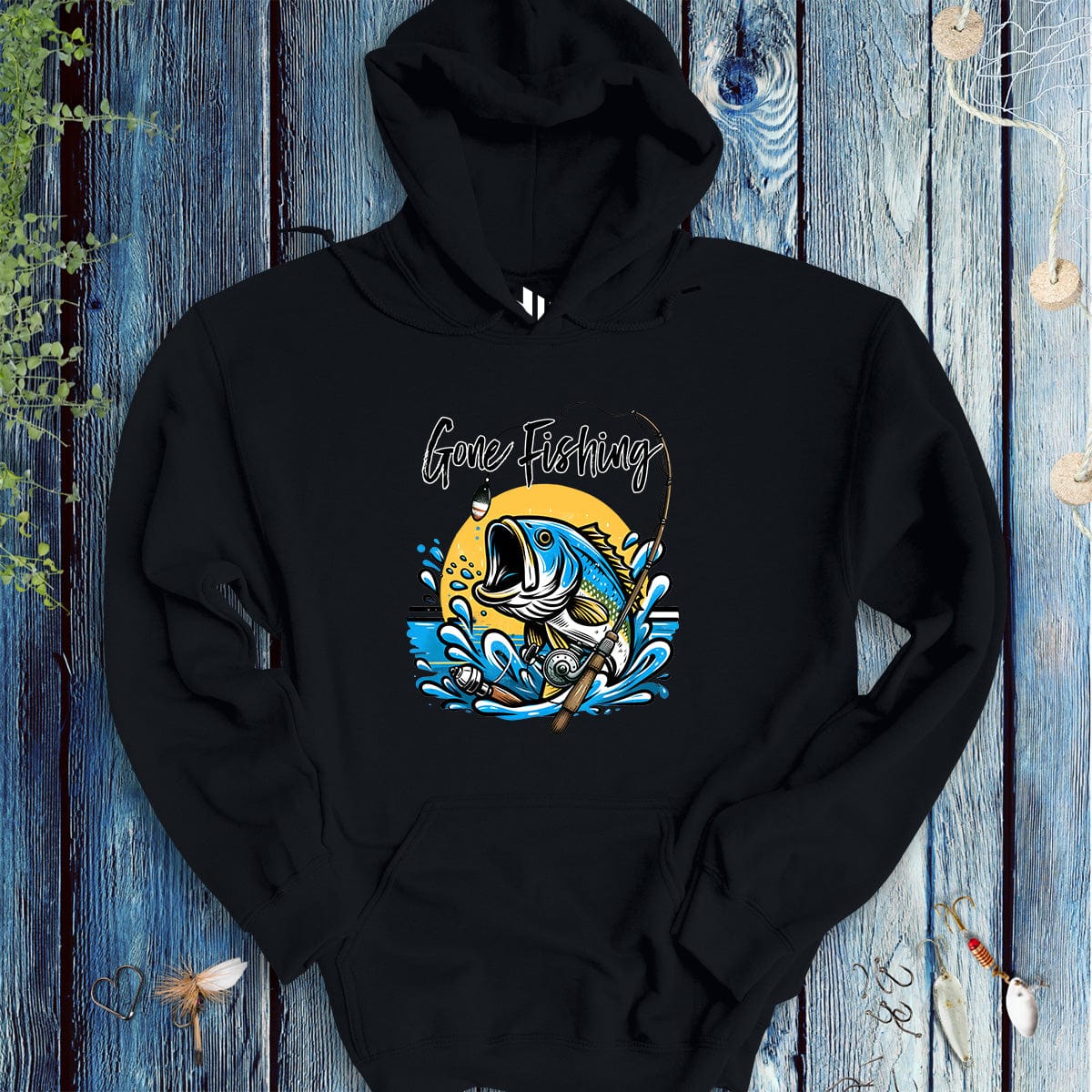 fish-room llc Hoodie Black / S Gone Fishing Hoodie