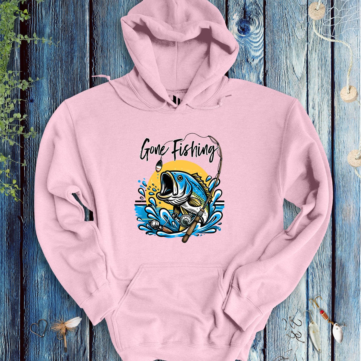 fish-room llc Hoodie Light pink / S Gone Fishing Hoodie