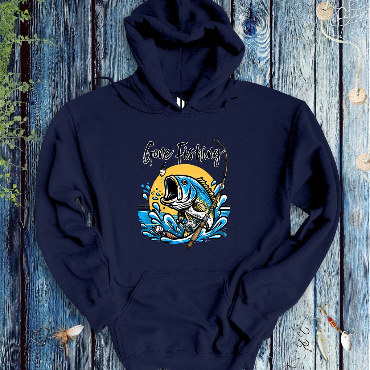 fish-room llc Hoodie Navy / S Gone Fishing Hoodie