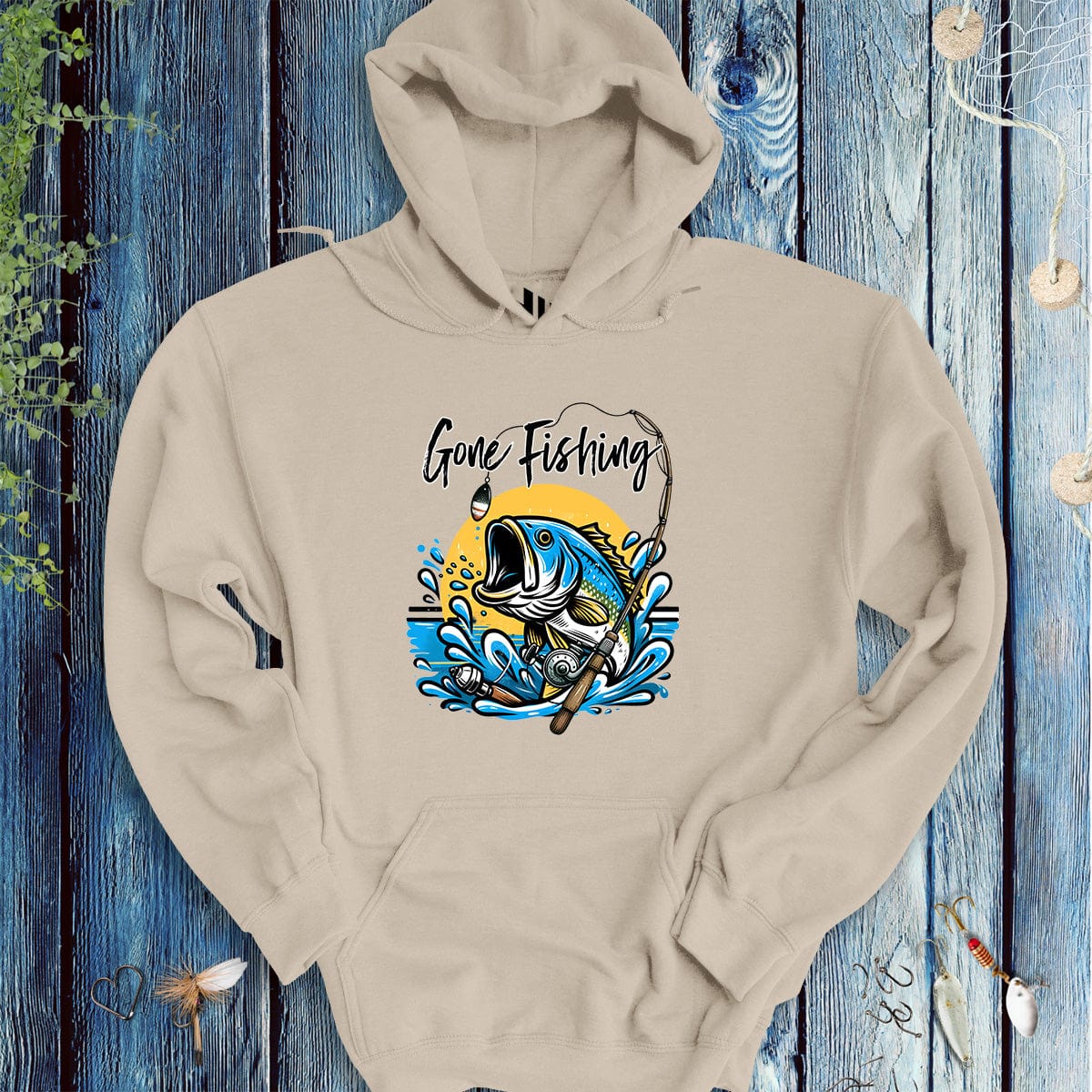 fish-room llc Hoodie Sand / S Gone Fishing Hoodie