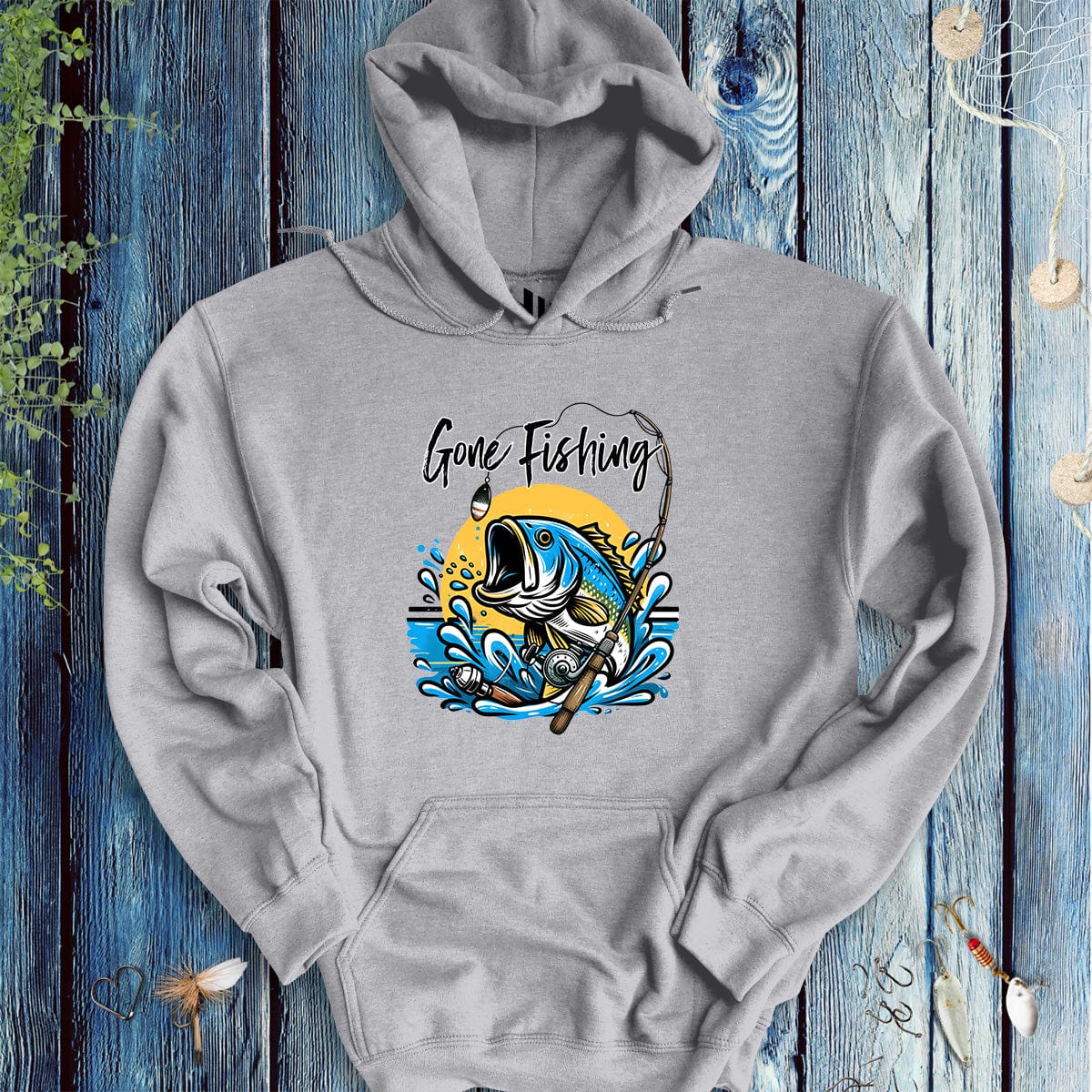 fish-room llc Hoodie Sport Grey / S Gone Fishing Hoodie