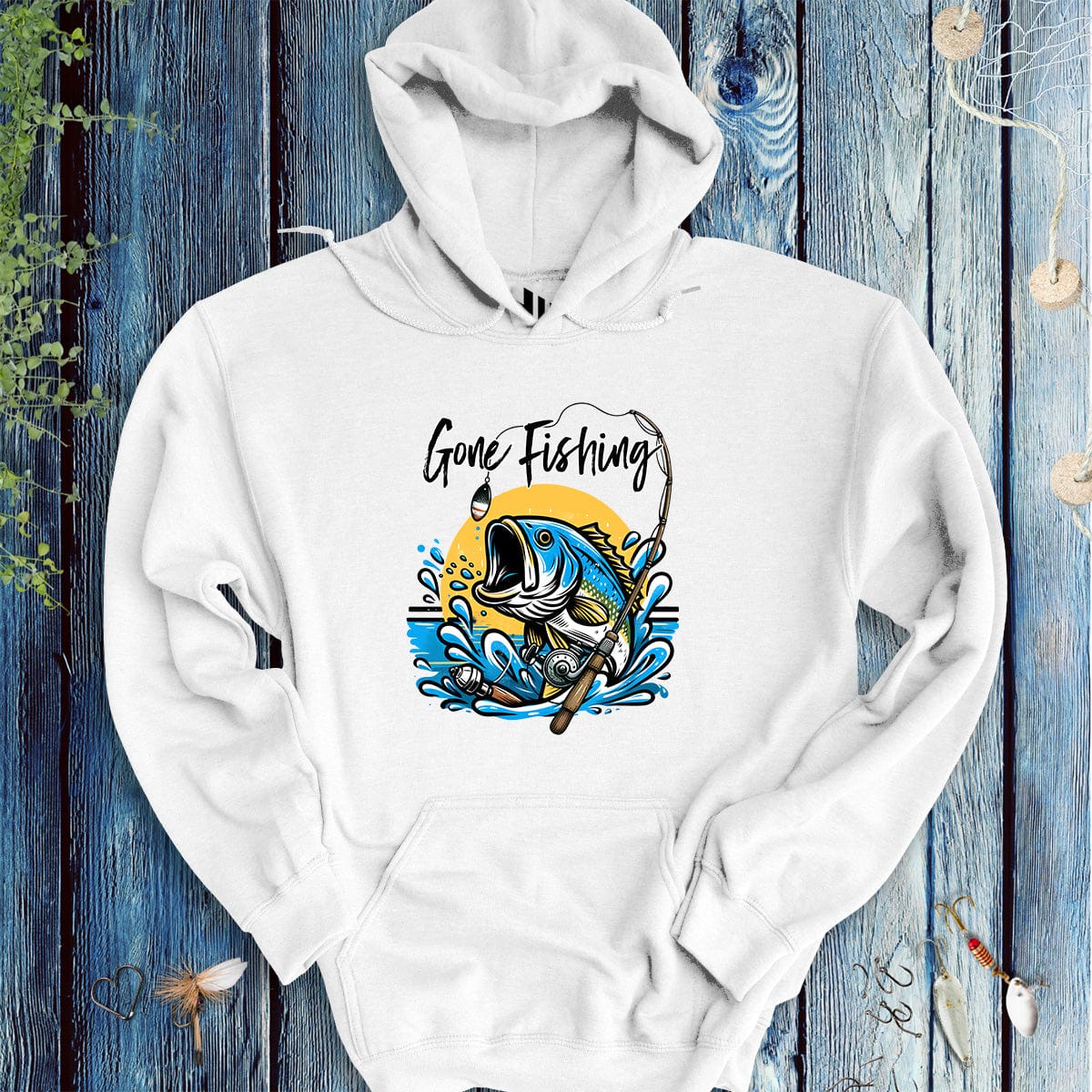 fish-room llc Hoodie White / S Gone Fishing Hoodie